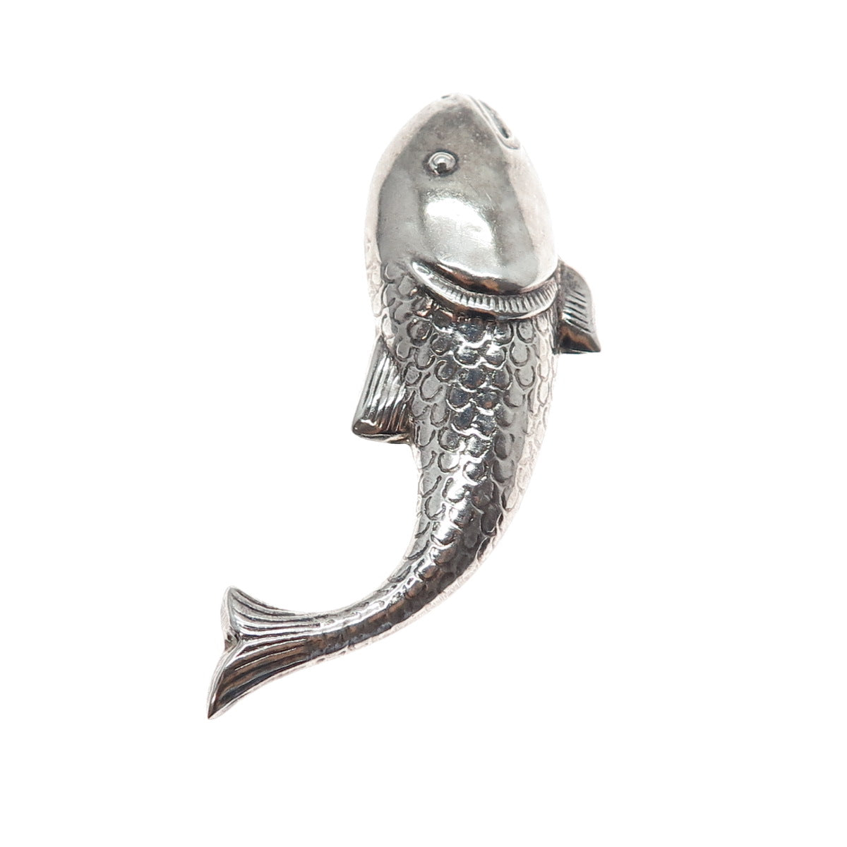 925 Sterling Silver Vintage Fish Oxidized Pin Brooch