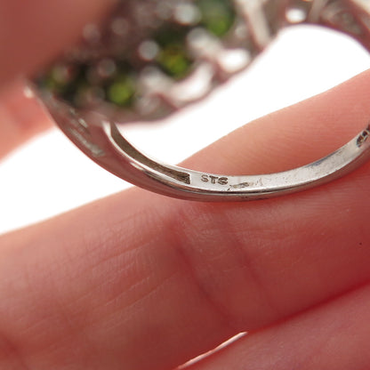 Chuck Clemency 925 Sterling Silver Real Turquoise Peridot & Topaz Ring Size 8.25