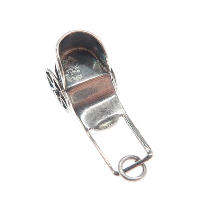 925 Sterling Silver Vintage Mexico Rickshaw Minimalist 3D Charm Pendant