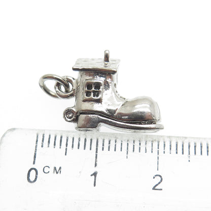 925 Sterling Silver Antique Art Deco "Old Woman in a Shoe" Movable Charm Pendant