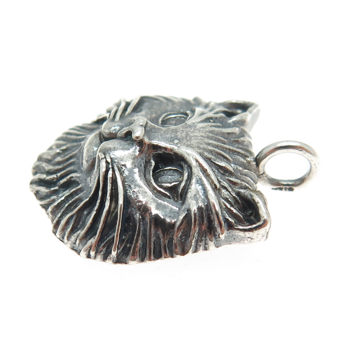 925 Sterling Silver Vintage Persian Cat Oxidized Charm Pendant