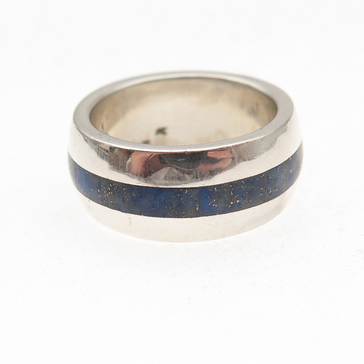 Paul Brackna 925 Sterling Silver Vintage Real Lapis Modernist Ring Size 7.25