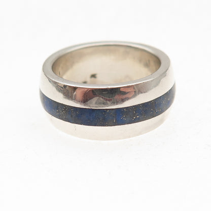 Paul Brackna 925 Sterling Silver Vintage Real Lapis Modernist Ring Size 7.25