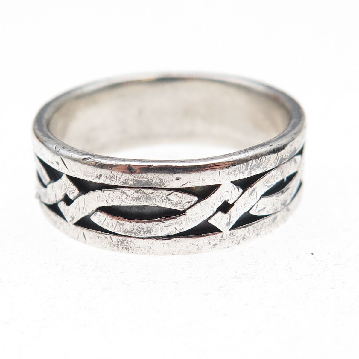 Boma 925 Sterling Silver Vintage Woven Oxidized Band Ring Size 10.25
