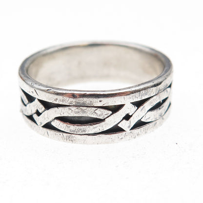 Boma 925 Sterling Silver Vintage Woven Oxidized Band Ring Size 10.25