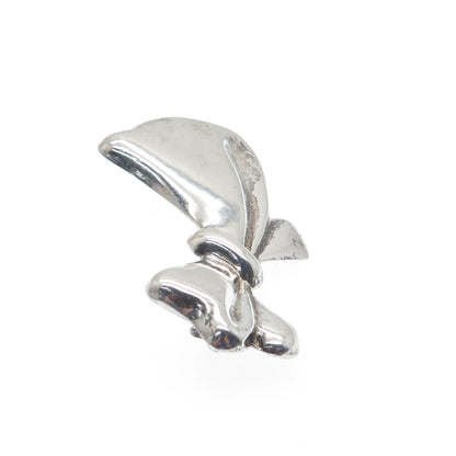 925 Sterling Silver Vintage Puffy Ribbon Bow Pin Brooch
