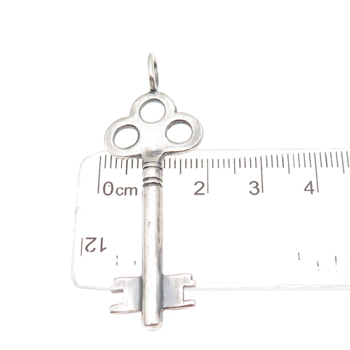 925 Sterling Silver Vintage Club Key Oxidized Charm Pendant