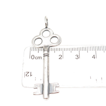 925 Sterling Silver Vintage Club Key Oxidized Charm Pendant