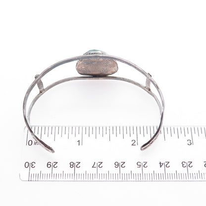 Bobby Cleveland Navajo Old Pawn 925 Sterling Turquoise Adjustable Bracelet 7"