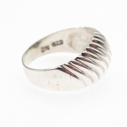 Chapal Zenray 925 Sterling Silver Vintage Modernist Ribbed Ring Size 8.25