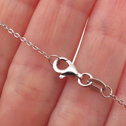 DEE BERKLE 925 Sterling Silver Round & Princess-Cut C Z Chain Necklace 16-18"