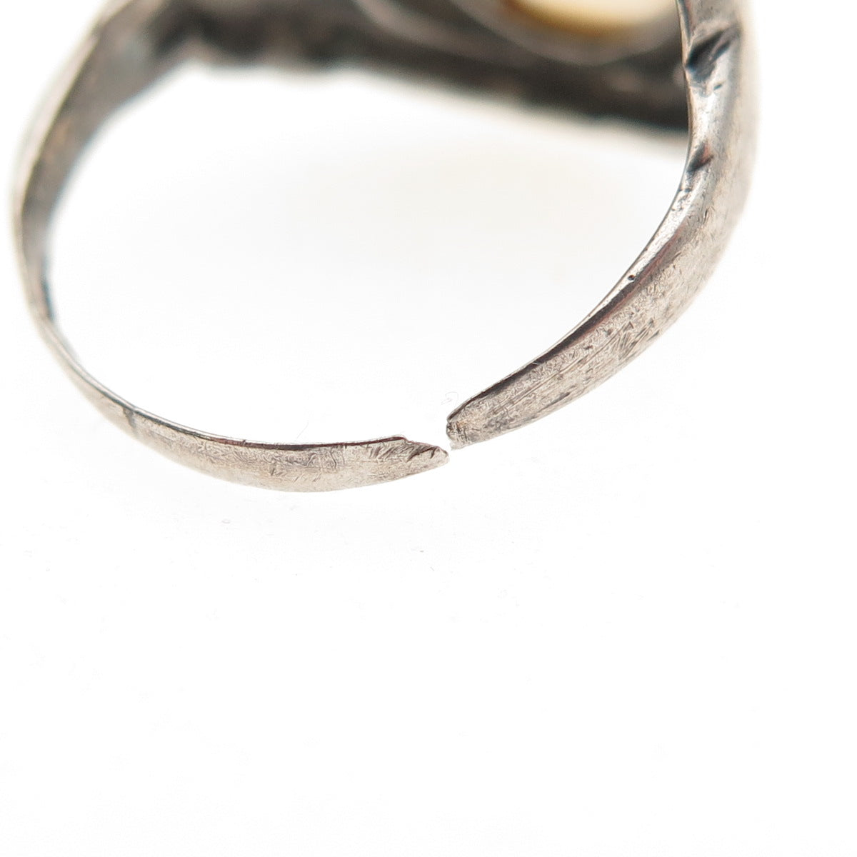 925 Sterling Silver Antique Victorian Real Agate Ring Size 6 (broken shank)