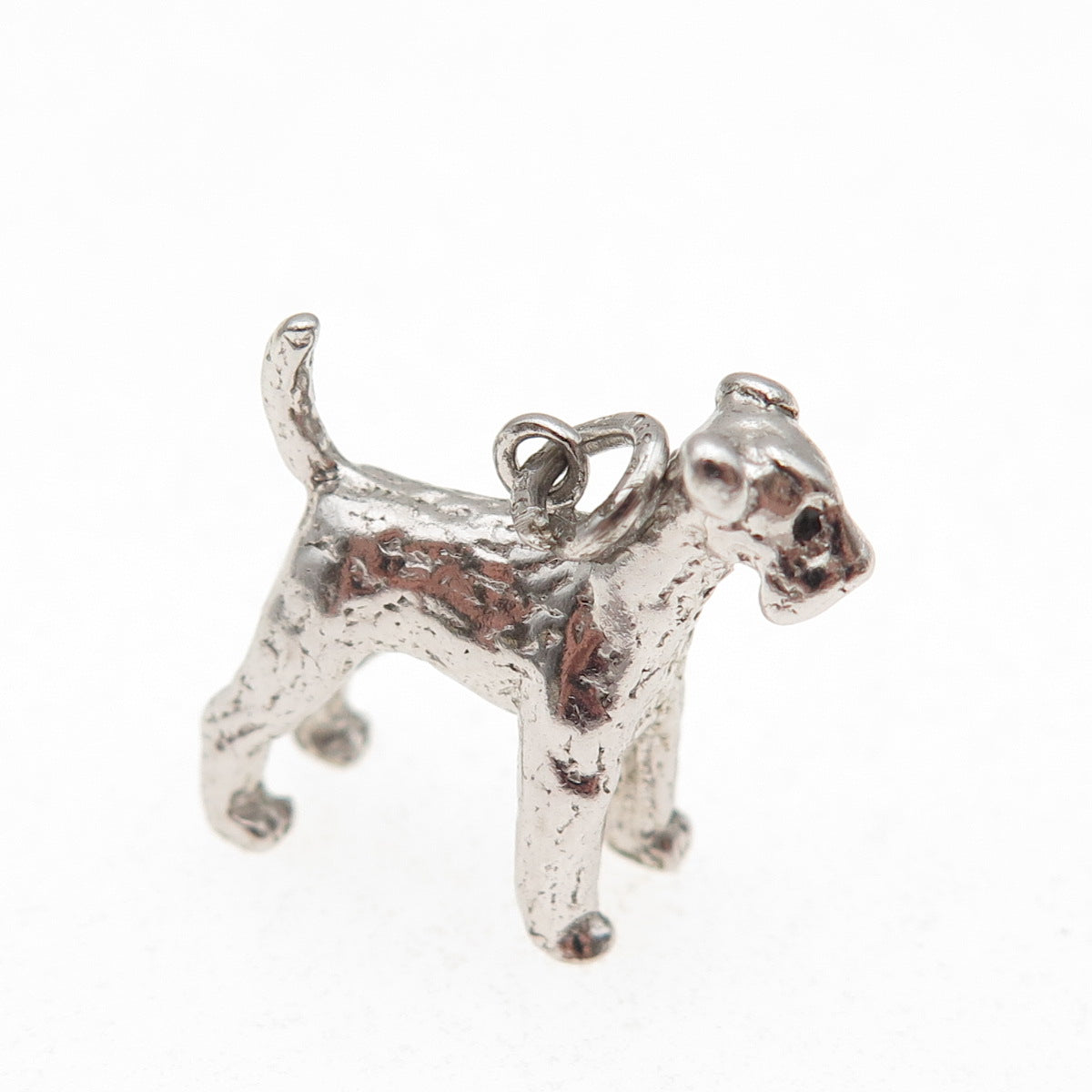 WELLS 925 Sterling Silver Vintage Airedale Terrier 3D Mini Charm Pendant