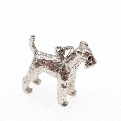 WELLS 925 Sterling Silver Vintage Airedale Terrier 3D Mini Charm Pendant