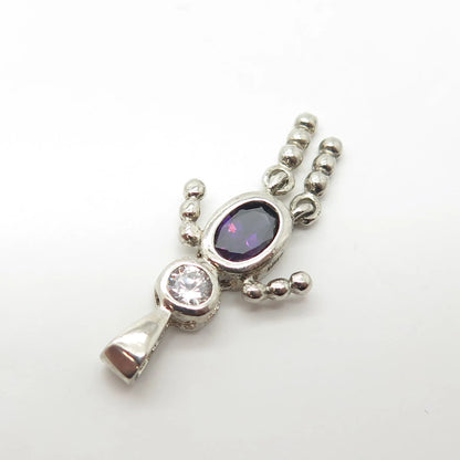 925 Sterling Silver Vintage C Z February Birthstone Boy Figure Charm Pendant