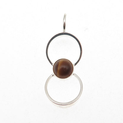 Kultaseppa Salovaara Sterling Vintage Finland Real Tiger Eye Modernist Pendant
