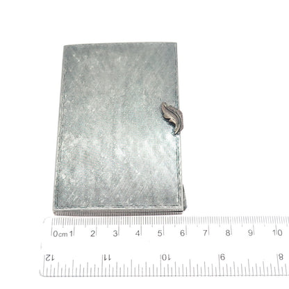 800 Silver Antique Art Deco Italy Floral Leaf Oxidized Cigarette / Card Case