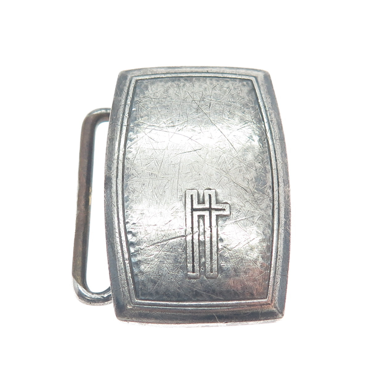 HICKOK 925 Sterling Silver Antique USA Letter "H" Initial Oxidized Belt Buckle