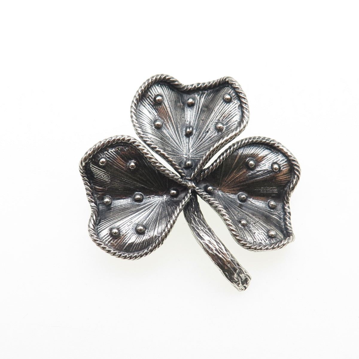 DANECRAFT 925 Sterling Silver Vintage Clover Oxidized Pin Brooch