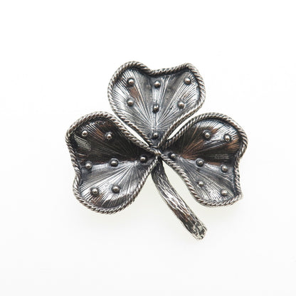 DANECRAFT 925 Sterling Silver Vintage Clover Oxidized Pin Brooch