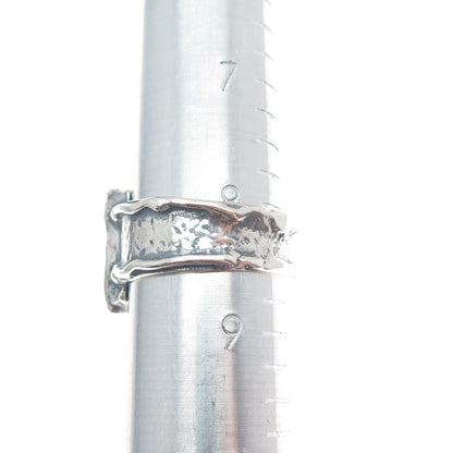 TAMIR ZUMAN 925 Sterling Silver Vintage Real Aventurine Modernist Ring Size 8.5