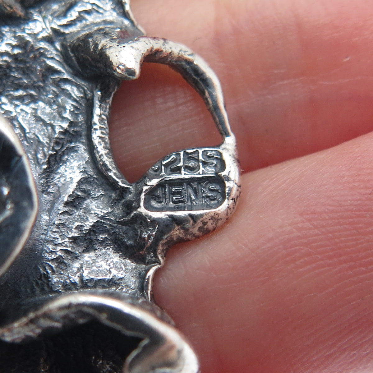 JENS PETER CLAUSEN GUDJONSSON Sterling Vintage Iceland Agate Brutalist Pendant