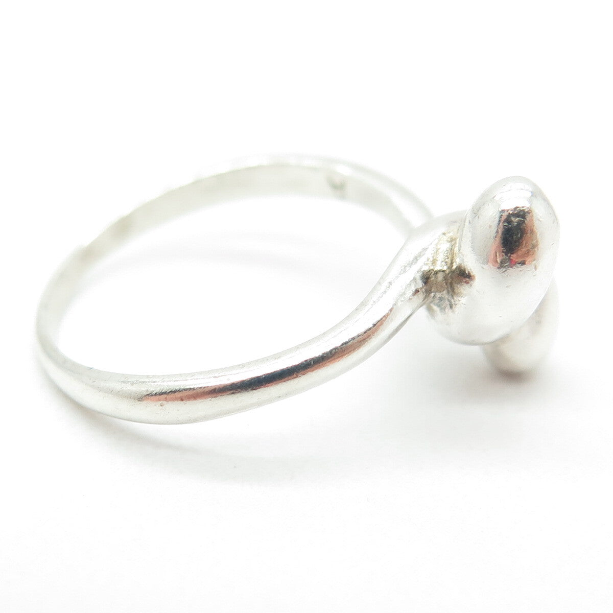 925 Sterling Silver Vintage Modernist Hook Ring Size 8
