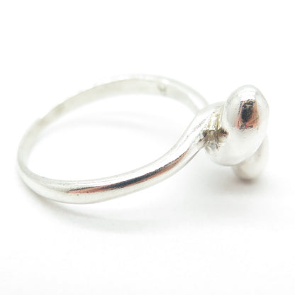 925 Sterling Silver Vintage Modernist Hook Ring Size 8