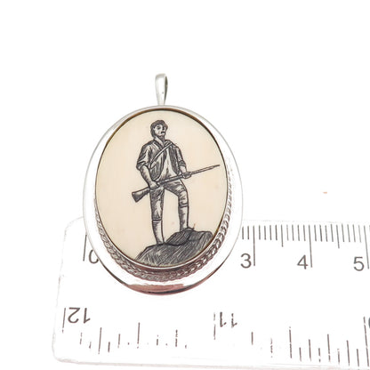 WRE W.E. Richards 925 Sterling Silver Vintage Minutemen Pin Brooch / Pendant