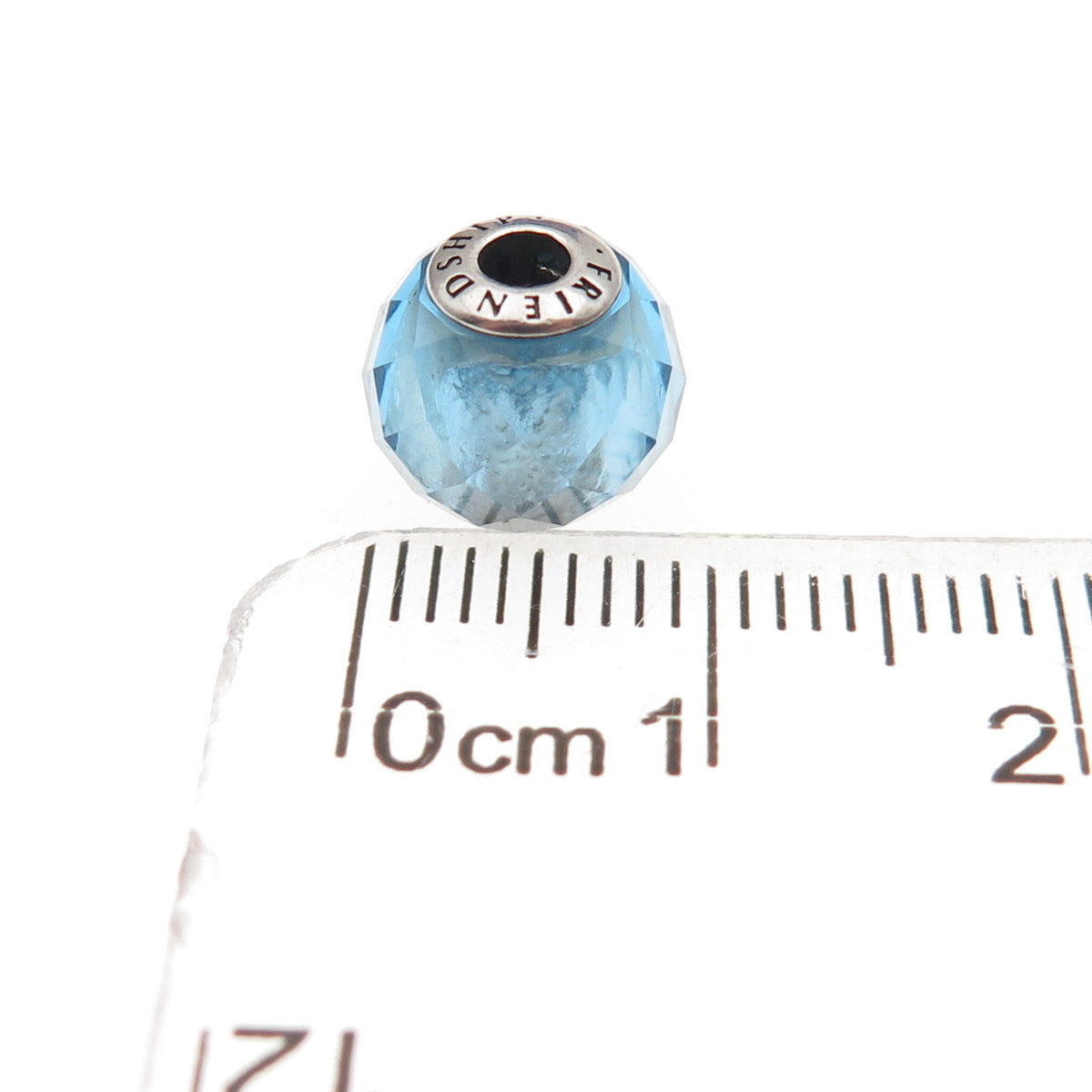 Pandora 925 Sterling Silver Blue Crystal Essence Friendship Slide Bead Charm