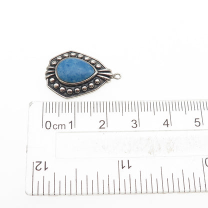 CFJ Collins Fine 925 Sterling Silver Vintage Real Denim Lapis Oxidized Pendant