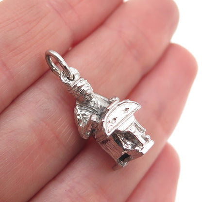 835 Silver Vintage Lacemaker Bruxelles Brussels 3D Mini Charm Pendant