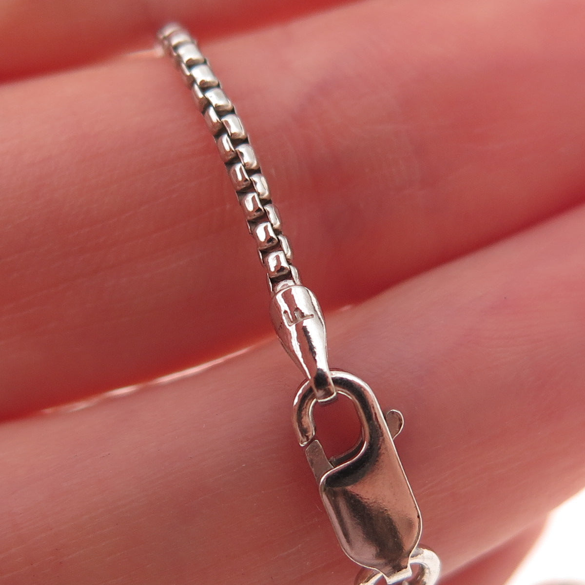 925 Sterling Silver Italy Round Box Chain Necklace 18"