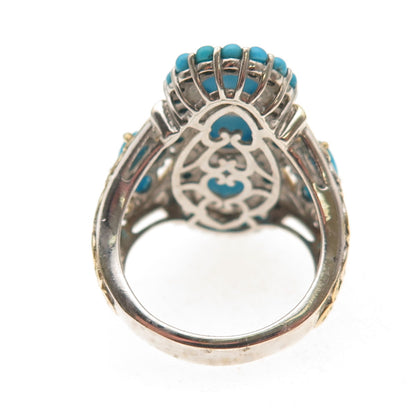 Chuck Clemency 925 Sterling 2-Tone Real Sleeping Beauty Turquoise Ring Size 8.25