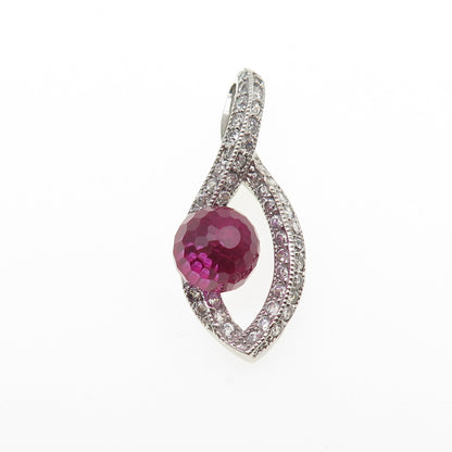 925 Sterling Silver Lab-Created Pink Sapphire & C Z Infinity Slide Pendant