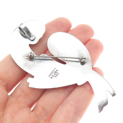 925 Sterling Silver Vintage Mexico Modernist Pin Brooch / Pendant