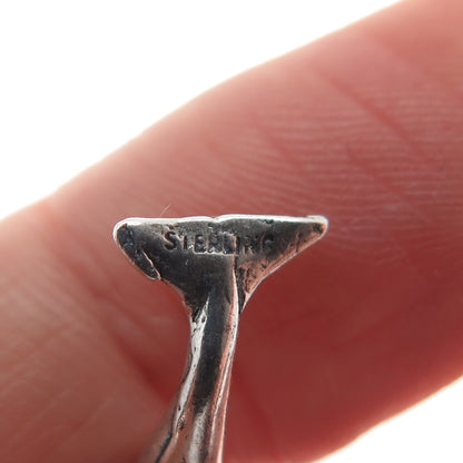925 Sterling Silver Vintage Dolphin 3D Charm Pendant