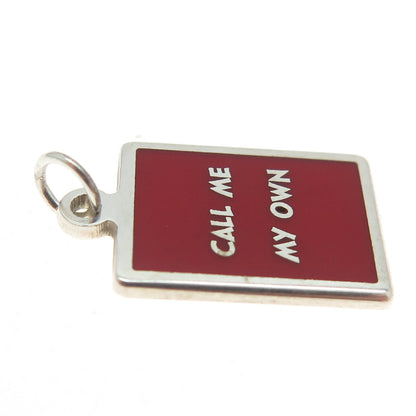 925 Sterling Silver Red Enamel "Call Me My Own" Minimalist Charm Pendant