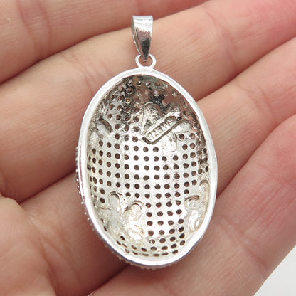 925 Sterling Silver C Z Oval Pendant