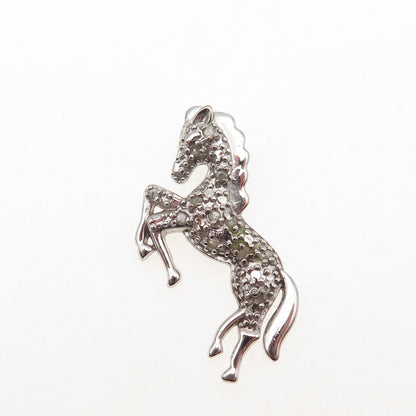 Charles Winston 925 Sterling Silver Real Diamond Horse Slide Charm Pendant