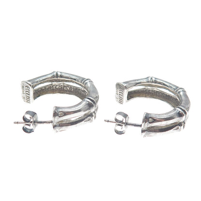 ECCLISSI 925 Sterling Silver Vintage Bamboo Hoop Oxidized Earrings