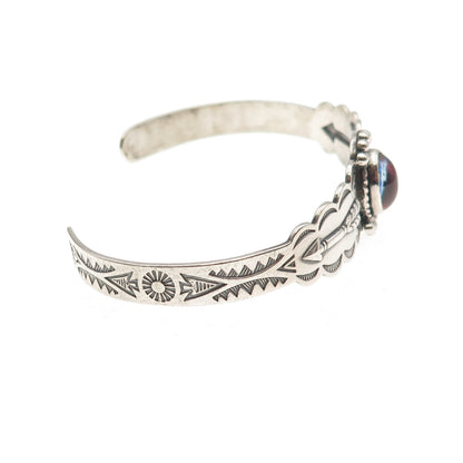 Old Pawn Sterling Silver Vintage Dragon Breath Opal Adjustable Bracelet 6.25"