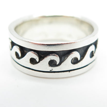 925 Sterling Silver Vintage Celtic Wave All Around Band Ring Size 6