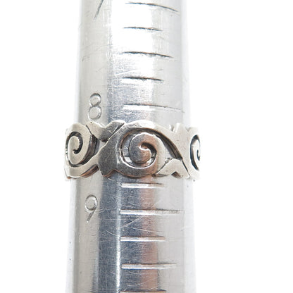 PETER STONE 925 Sterling Silver Vintage Spiral Oxidized Band Ring Size 8.75
