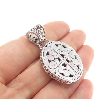 18K Gold 925 Sterling Silver Vintage Ornate Heart Charm Pendant