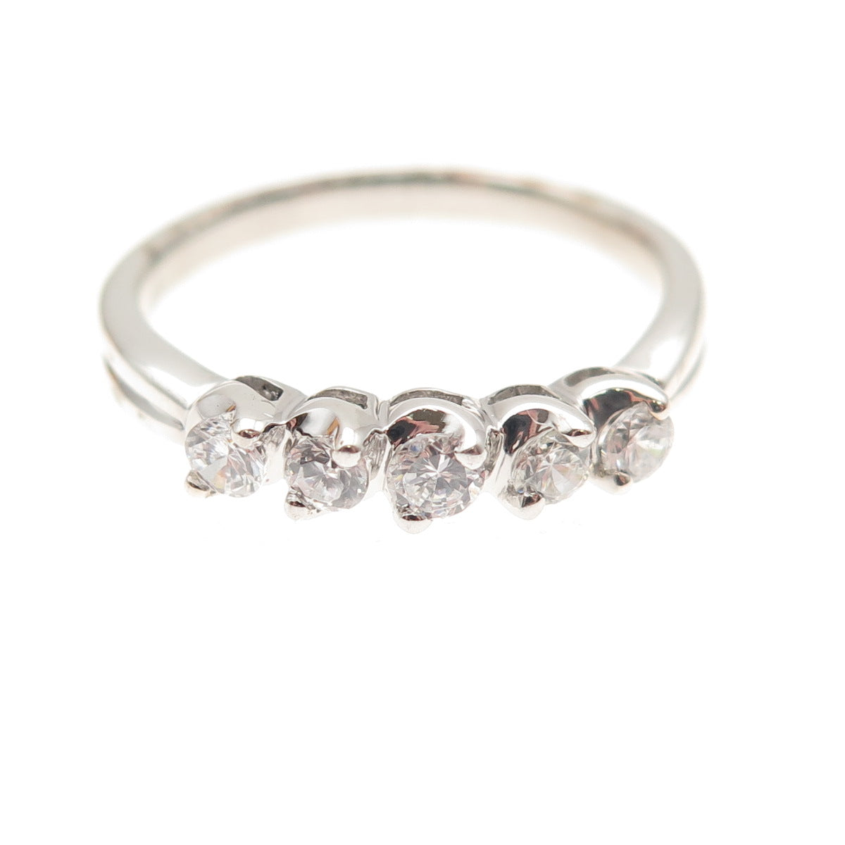 925 Sterling Silver Round-Cut C Z Anniversary Band Ring Size 7
