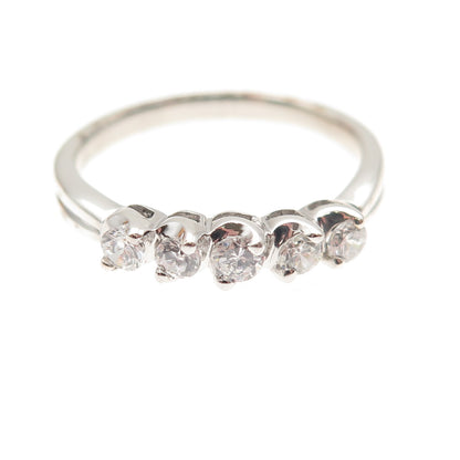 925 Sterling Silver Round-Cut C Z Anniversary Band Ring Size 7
