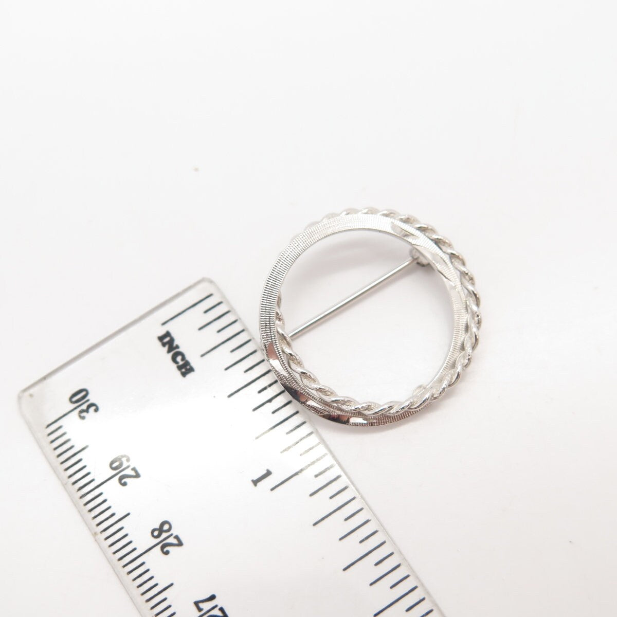 925 Sterling Silver Vintage Curtis Curtman Twisted Circle Pin Brooch