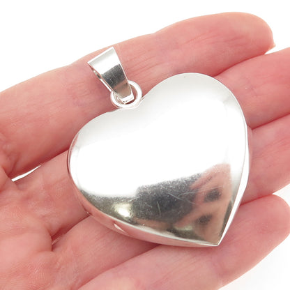 JONDELL 925 Sterling Silver Vintage Spain Puffy Heart Charm Pendant