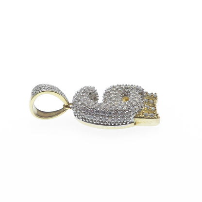 925 Sterling Silver Gold Plated Round-Cut Shaped C Z Letter G Sparkle Pendant